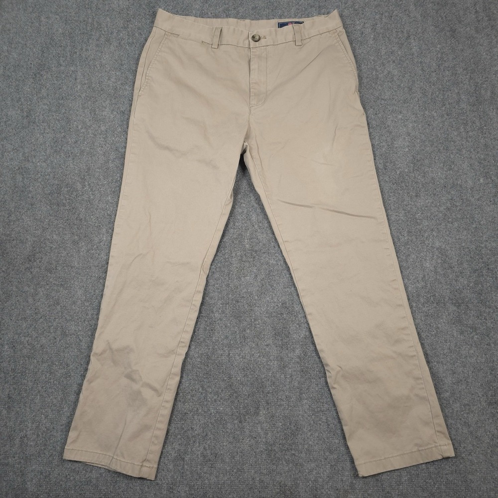 Vineyard Vines Breaker Pants Mens 34x28* Beige Khaki Chino Stretch Casual READ